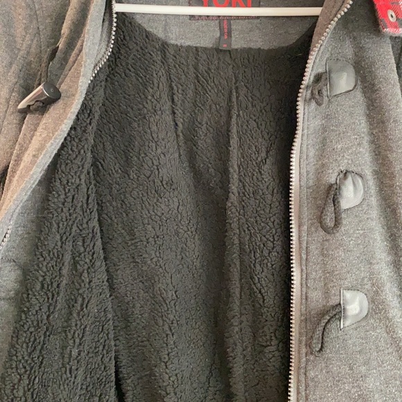 YOKI Coat with Plaid Hood - Picture 3 of 4